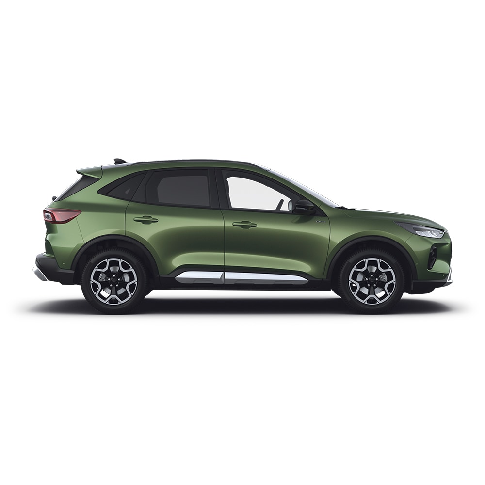 Un Ford Kuga híbrido autorrecargable verde.