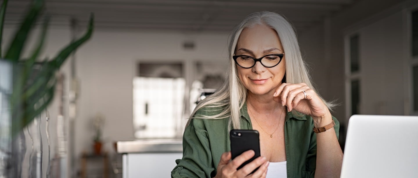 Woman looking at a smartphone