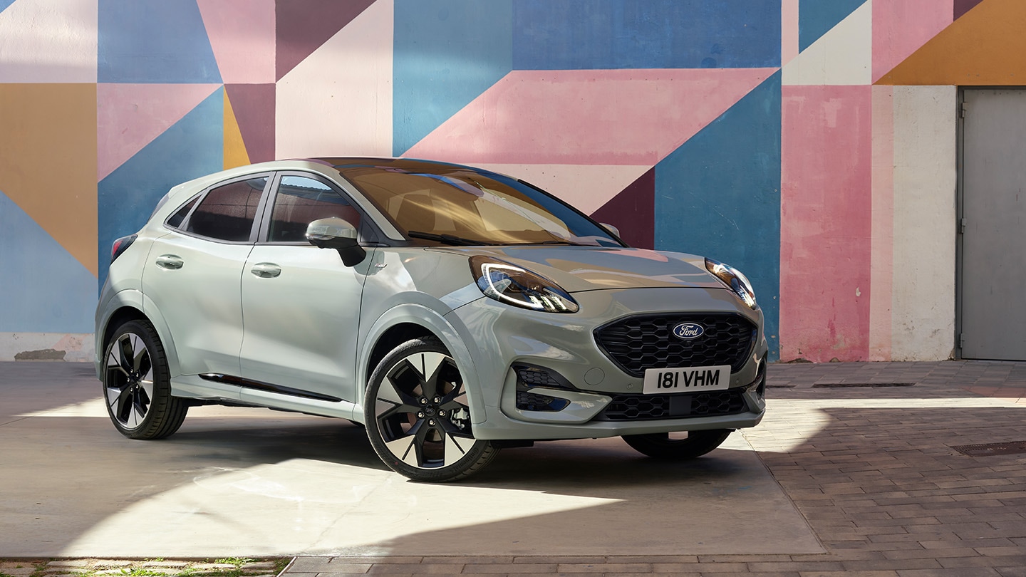 New Ford Puma standing against colourful background