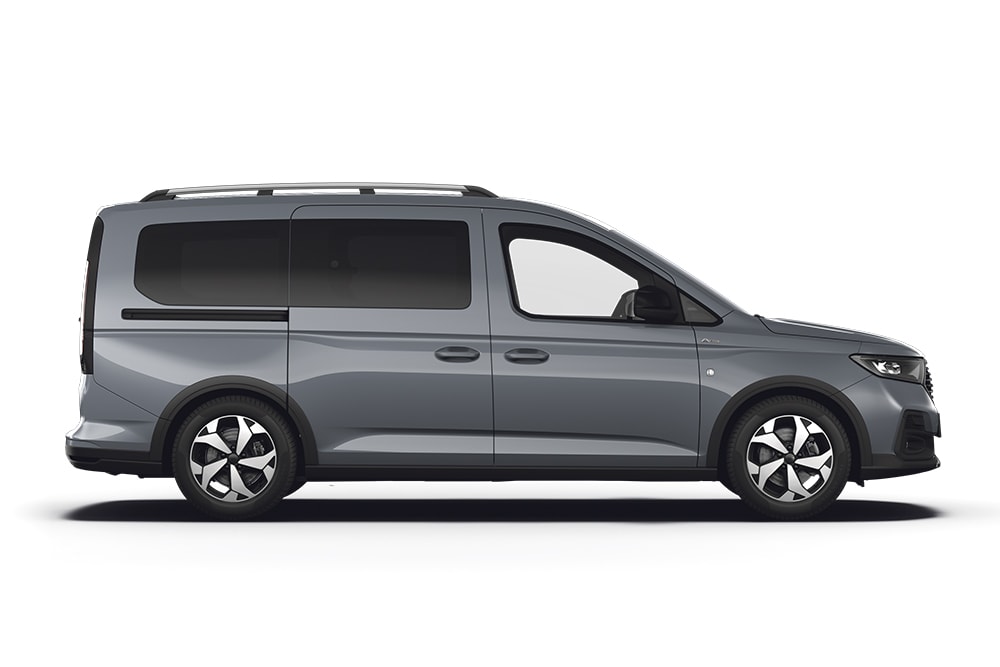 Ford Tourneo Connect gris, parte de la gama de monovolúmenes y vehículos de transporte de pasajeros Ford.