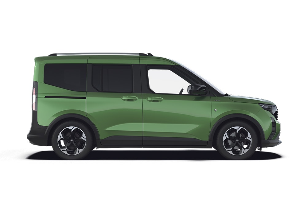 Ford Tourneo Connect verde, parte de la gama de monovolúmenes y vehículos de transporte de pasajeros Ford.