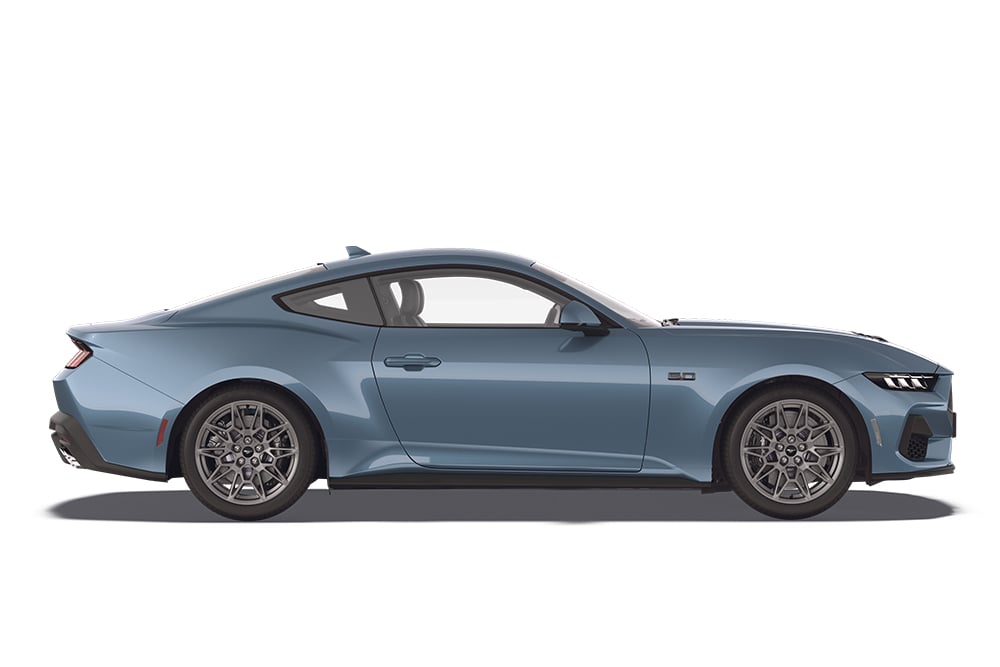 Ford Mustang azul vapor, parte de la gama de coches deportivos Ford.