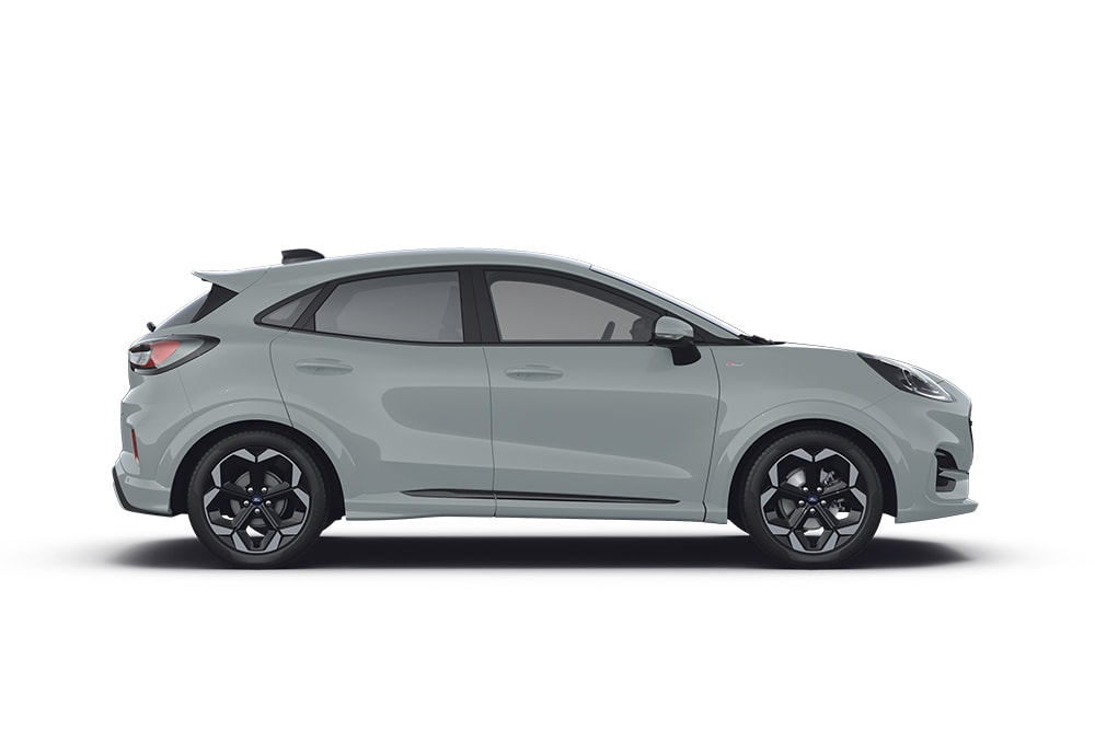 Ford Puma plateado, parte de la gama de vehículos SUV de Ford.