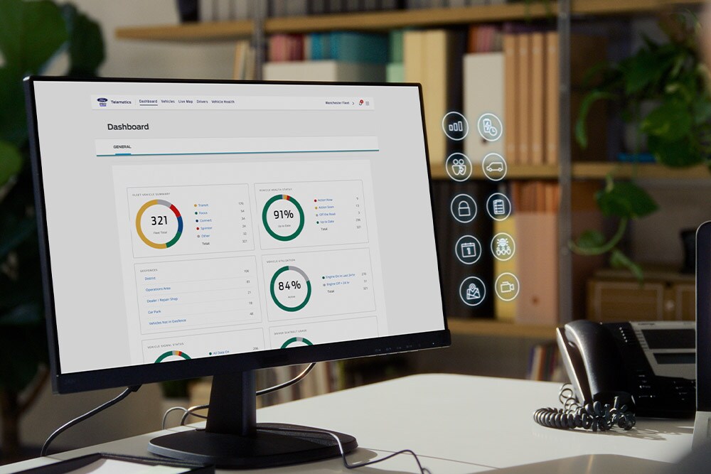 Computer screen showing Ford Pro Telematics
