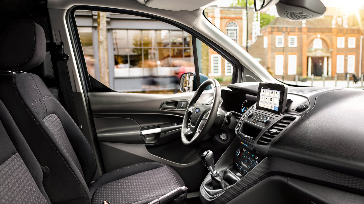 Interior y tapicería de la Ford Transit Connect.