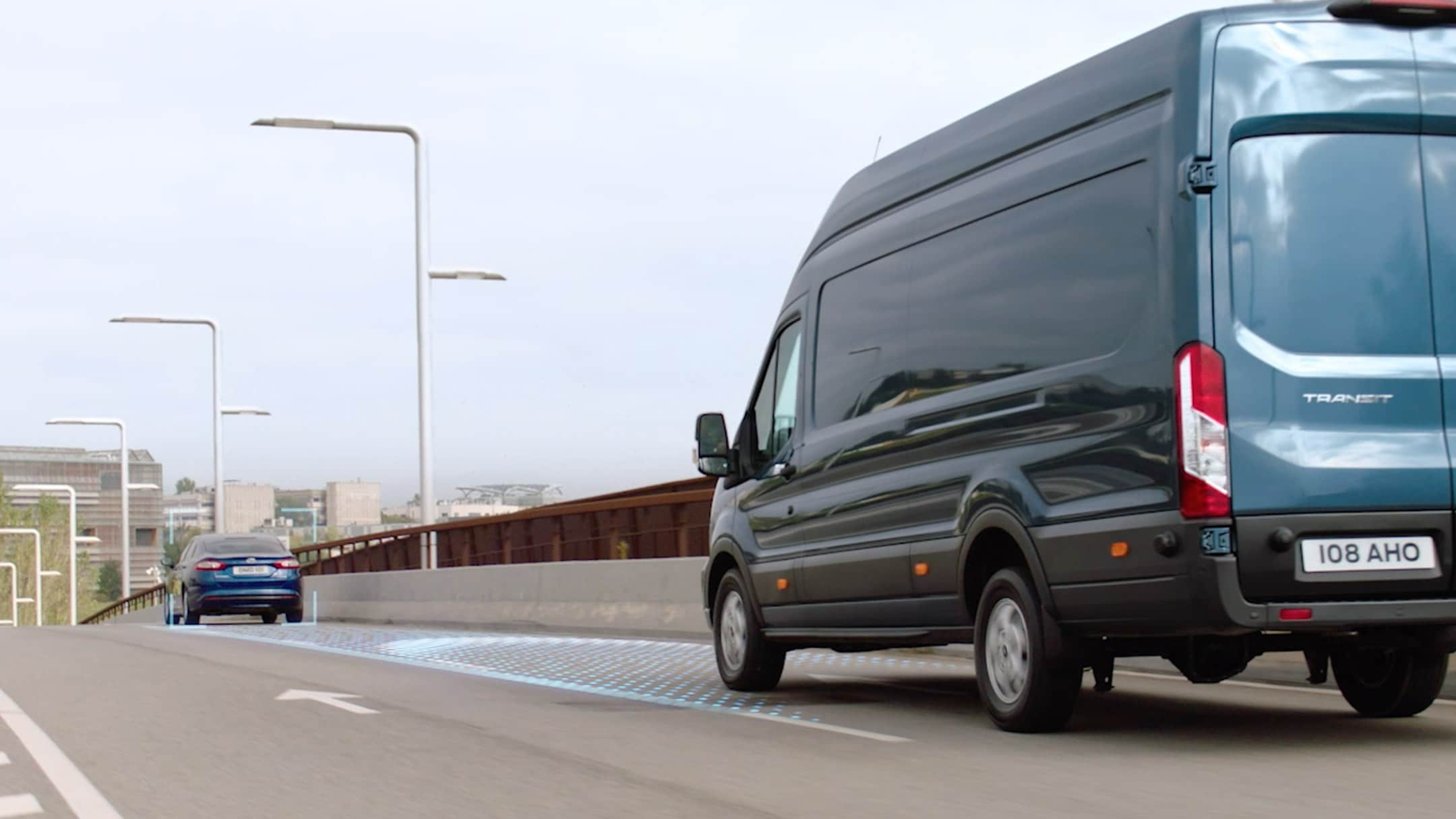 Ford Transit Van with adaptive cruise control graphic