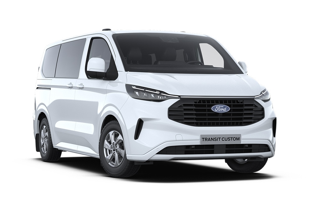 Ford Transit Custom Kombi blanca.