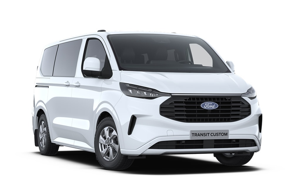 Ford Transit Custom Kombi blanca.