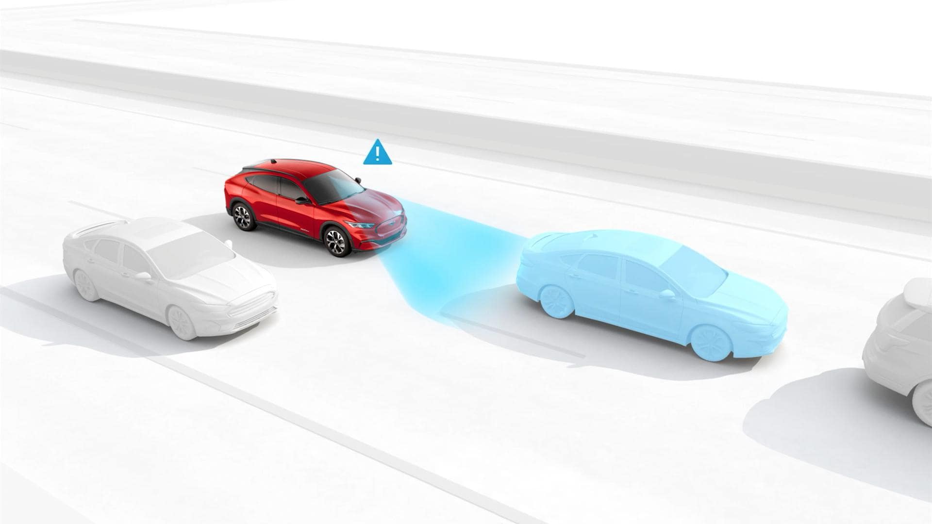 Gráfico que ilustra el sistema de alerta al conductor de un vehículo Ford.